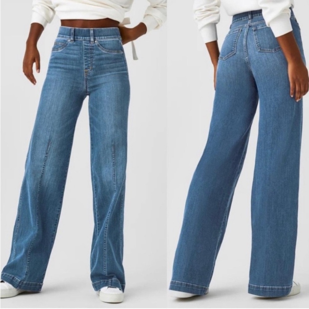 SPANX Seamed Front Wide Leg Jean in Vintage Indigo‎ size Large 20407R